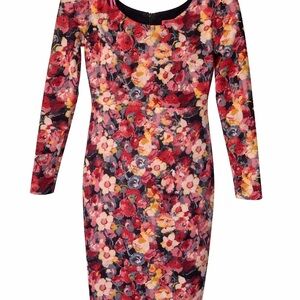Betsey Johnson Floral Bodycon Midi‎ Dress Long Sleeve Size 2 – Worn Once